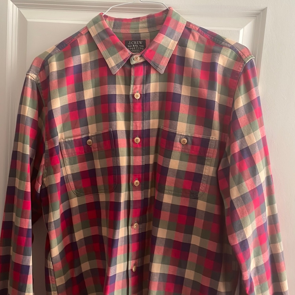 J-Crew multi colored long sleeve flannel size Large
